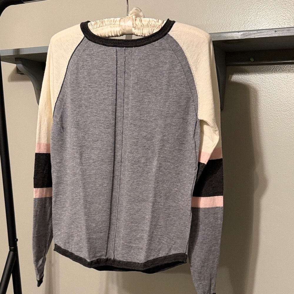 Title Nine Gray and Cream and light pink Women's Sweater.